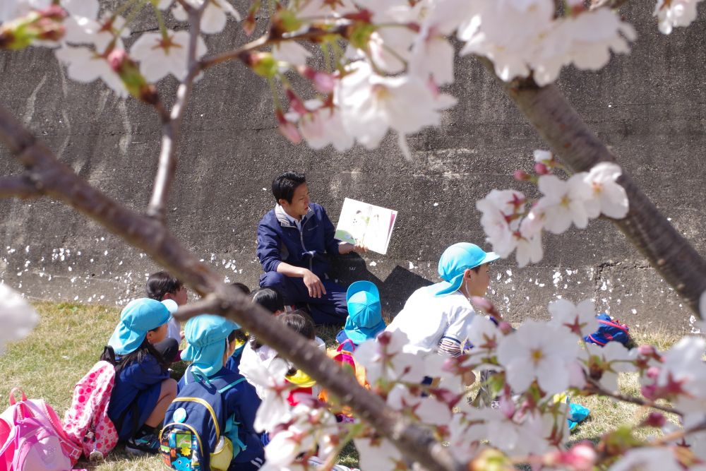桜に出会える季節♡　春・・

咲いている様子をみて・・
散る様子をみて・・　桜にであう♡

その近くで・・　心地よさを感じながら、絵本を読んでもらう
