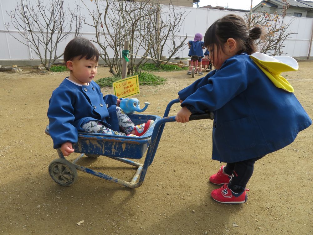 日中は暖かい日も増え、春の兆しを感じる今日この頃


手押し車に乗っていたRちゃん
引っ張てあげたいHちゃん

動くかな・・・　　　　・・・動きません

どうするかな？と
しばらく見守っていると・・・