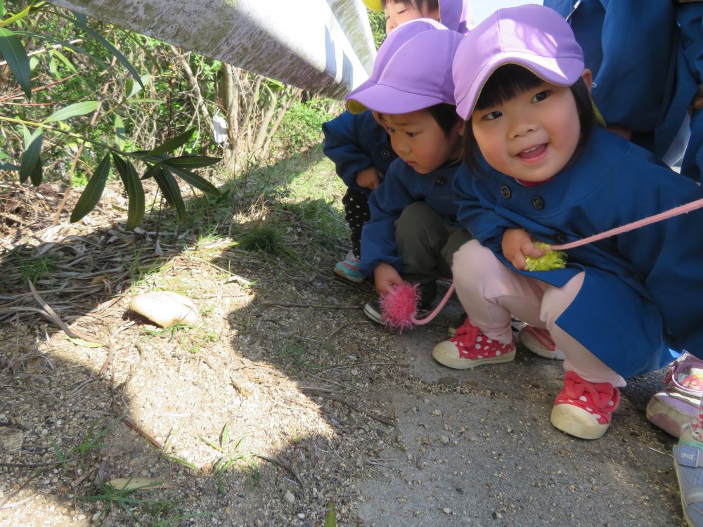 「帰ってみんなにもおしえてあげる！」

不思議な発見にこころおどらせる子ども達☺

このあとは、バスの運転手さんや、地域の方ににも手を振ってもらいながら、みんなニコニコであいはうすへ戻りました。

２グループさんにバトンタッチ！
たのしかったね♡