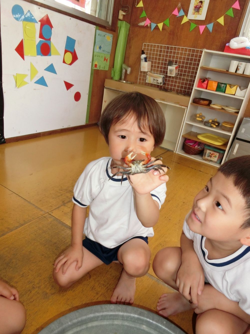 もってみたい!
おそるおそる手を伸ばし
どうやったら持てるのか・・・・
時間は流れ・・・・・
もてた!!!
嬉しそうなTくん