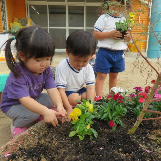 2歳児さん・・花🌼植えしたよ～(･∀･)ｖ