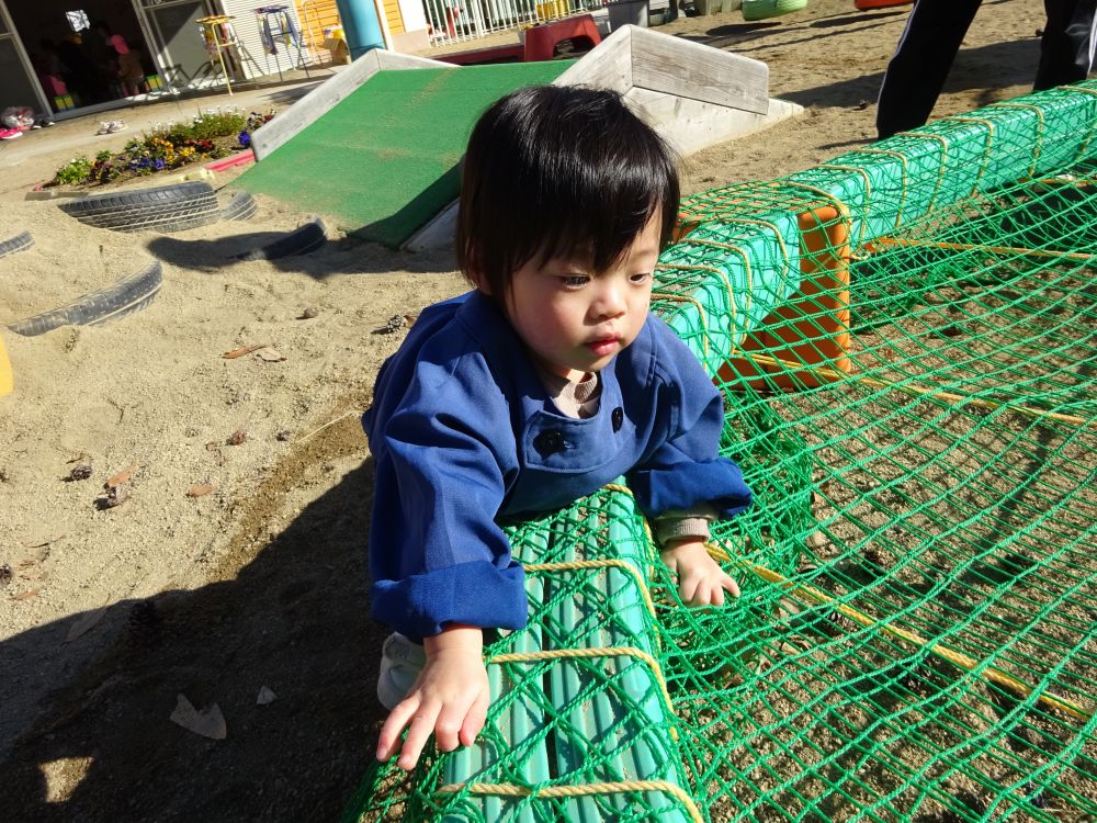 園庭には新しい遊び場を松浦先生が作ってくれました!
ウサギくみさんも興味津々・・・
どーやったら入れるのか・・・
しっかり身体を使って考えています。
今年もみんなでいっぱいあそぼうね♡