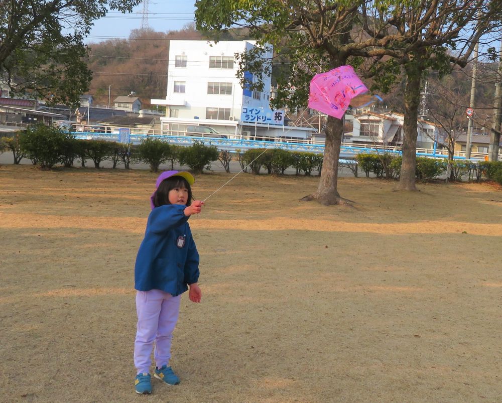 ゾウ組さんは、
　風の向きに合わせると、
　　　走らなくても、あがることを発見‼