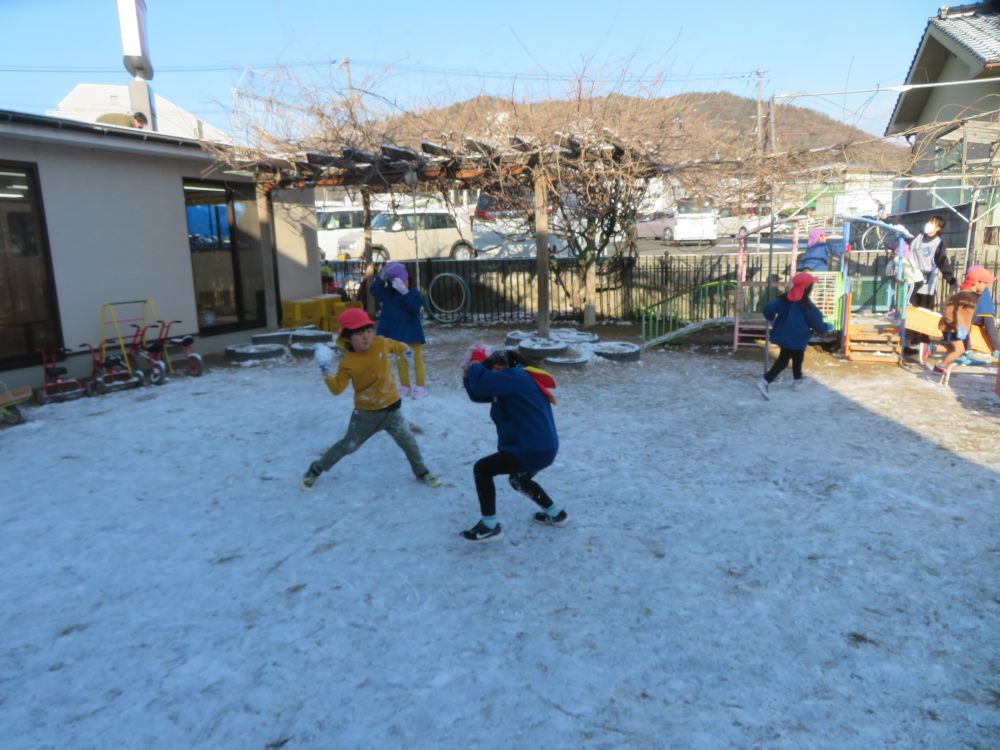 やっぱり始まる
雪合戦

