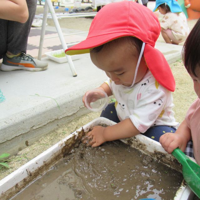 ＊ 　0歳児　どろんこ遊び　＊