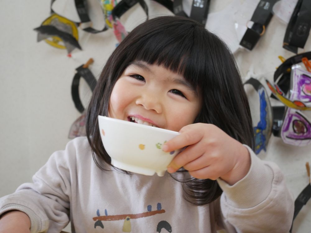 イワシのつみれ汁も飲んで・・・
『全部飲んで鬼退治したよ♡』とIちゃん