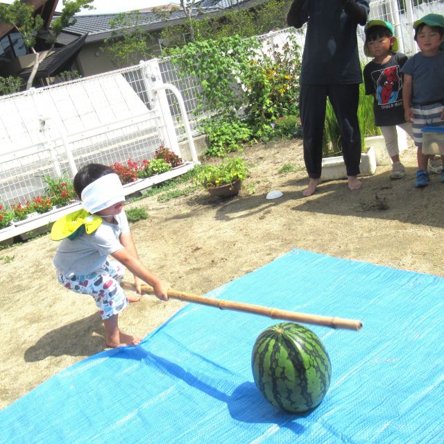 ＊　２・３歳児　　すいか割り　＊