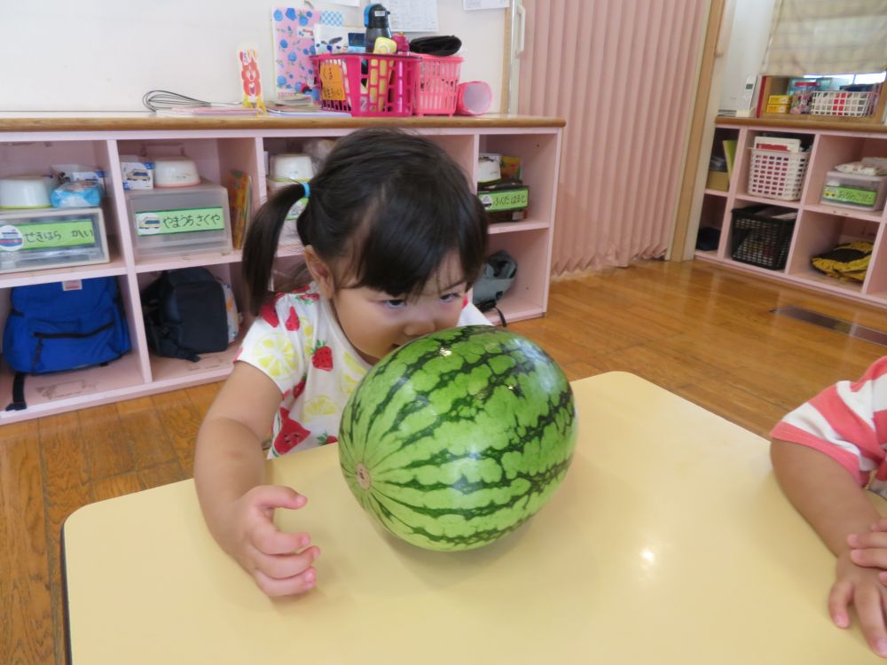 クンクンクン・・・どんなニオイがするのかな。
おいしいにおい？　甘い匂い？ 

「くさい」
笑顔で教えてくれたMちゃん。
確かに・・・（笑）