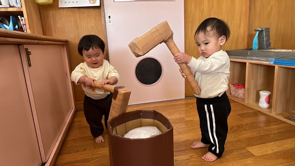 杵も上手に持って
力一杯ついたよ！！