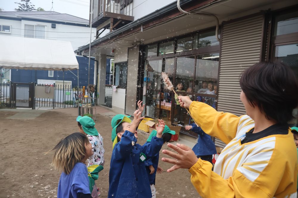 最後はぶわわわわ！と大量の綿毛に変身。

空を舞う綿毛を夢中になって追いかけたり、手のひらいっぱいに集めたり♪

自然には、子ども達の心が動く面白い発見や不思議がたくさん♡
