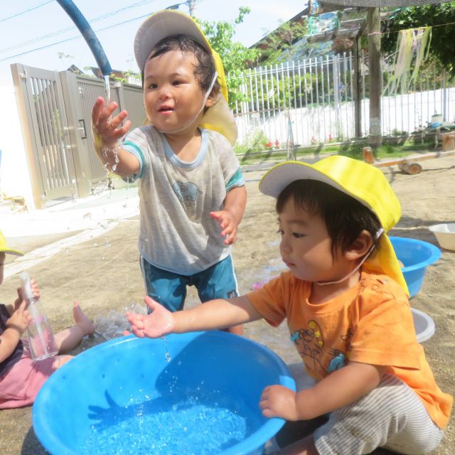 ＊　１歳児　水に触れて　＊