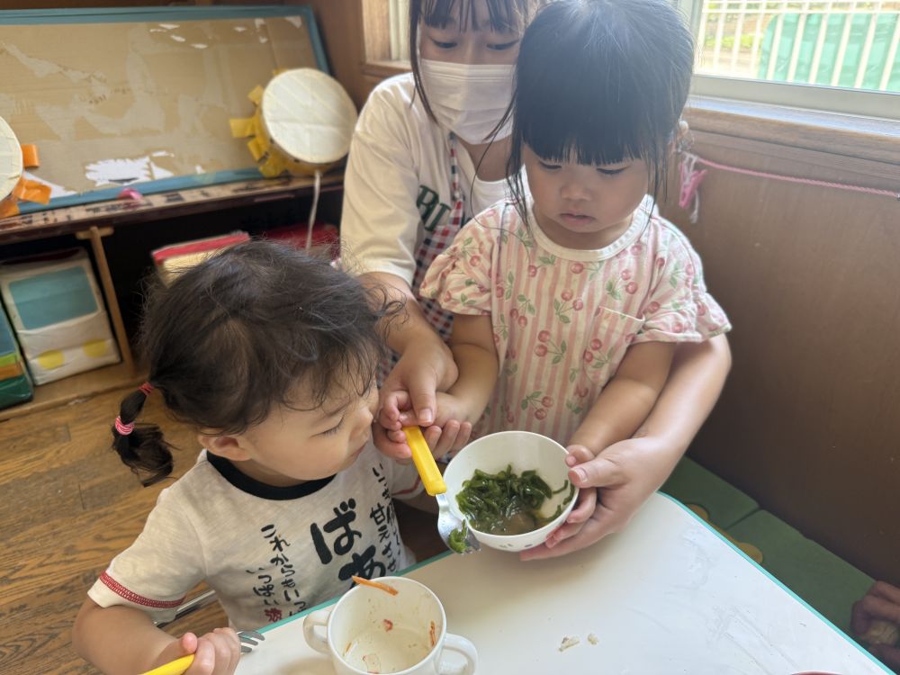 今日は、収穫したピーマンを、
ヒヨコ組さんへおすそわけしました🫑
収穫したTちゃんが、
お皿に入れてあげたよ!
「おいしい♡」と、言ってもらえたよ☺️