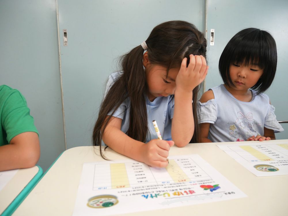 予想のつく場所から埋めていく子や
一つ一つじっくり悩む子も…

予想と違うのが面白いですが、
せっかくやるなら当てたい気持ちも
分かります♡
