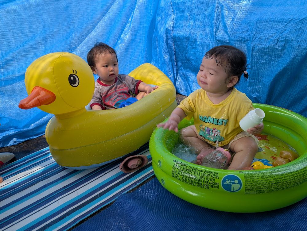 水遊び大好きなウサギ組さん
自分の手で水を『パッシャーン』
と顔に水がかかってもへっちゃらだよ~
何度も繰り返し楽しんでました😆