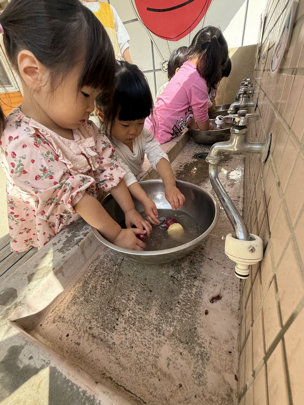 収穫したおいもは、
キレイに洗って、給食室へ持っていきました..

どんなおいも料理になるかな🍠♥️