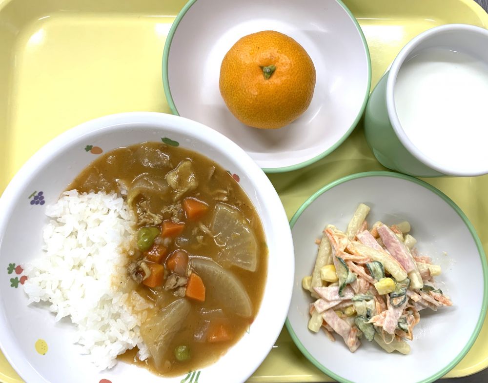 大根カレー

マカロニサラダ

みかん

牛乳