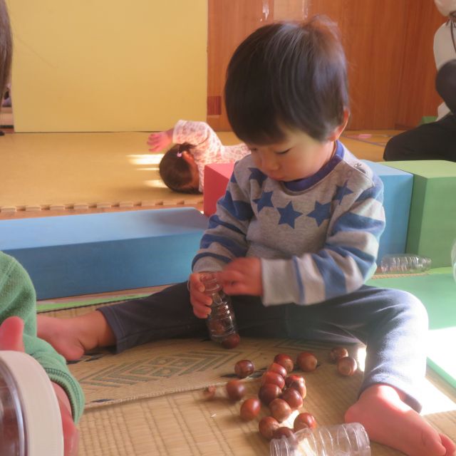 ＊　1歳児　どんぐりで遊ぶ　＊