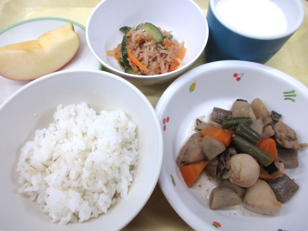 麦ご飯

筑前煮

きゅうりともやしのツナナムル

りんご

牛乳