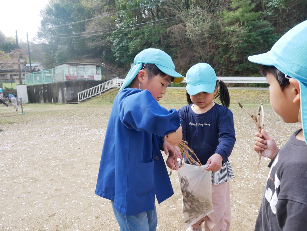 「ここにいれて！！」
「Iくん、Gちゃんいれて！！」
みんなのつくしを袋にまとめてくれたMちゃん
大事に持ち帰って…