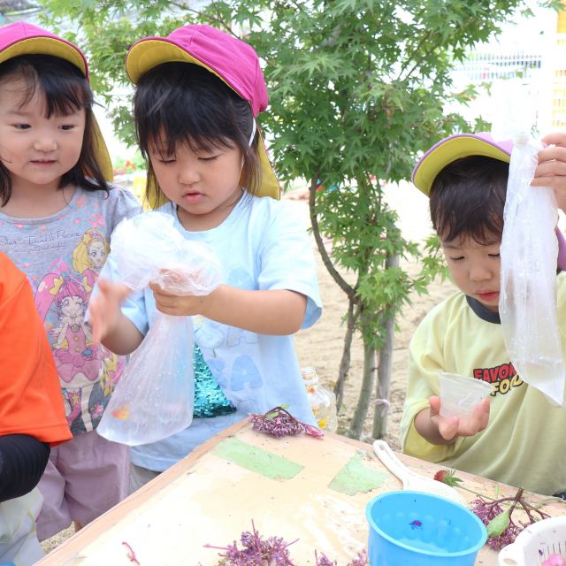 ＊　３歳児　色水遊びのはじまり　＊
