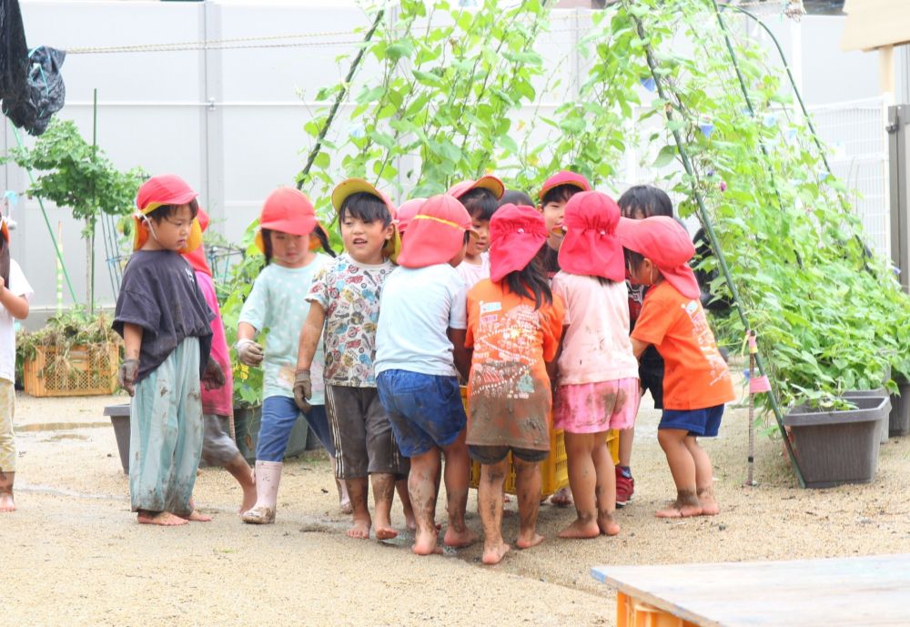 「これみんなで給食先生に届けんと！」
「みんなで運ぼう♡」
「落とさんように気をつけよう!」
「わっしょい♪わっしょい♪」

周りを思いやる気持ちや友達と協力する姿がありました
クッキングで美味しいおやつ作ろうね♡
