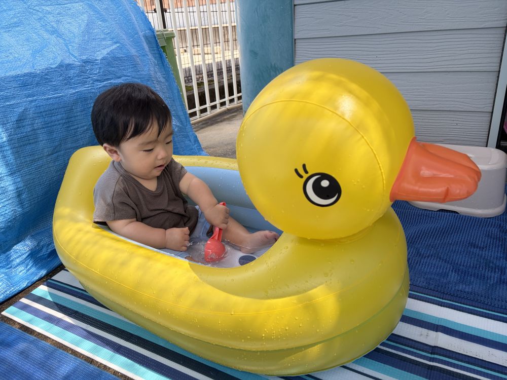 おもちゃで水をすくいたくて頑張ろうとするSくん。
なかなかすくえない・・・何度も挑戦していましたよ。