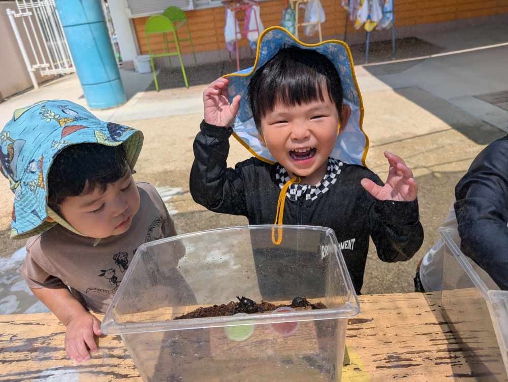 Aくんは、友だちが触っているのを見て、
「さわってみたい！」
と言って”チョン”と触った後のこの表情☺️
触れた事が嬉しかったのか、なんともいえない
満足そうな顔を見せてくれました💓