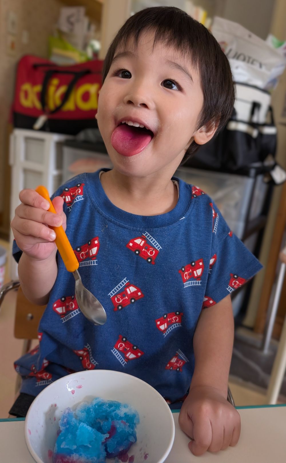 Kくんも真っ赤になった舌を見せてくれました
美味しかった様で、何度もかき氷をおかわりしていましたよ♪

松浦先生、美味しいかき氷をありがとうございました♡