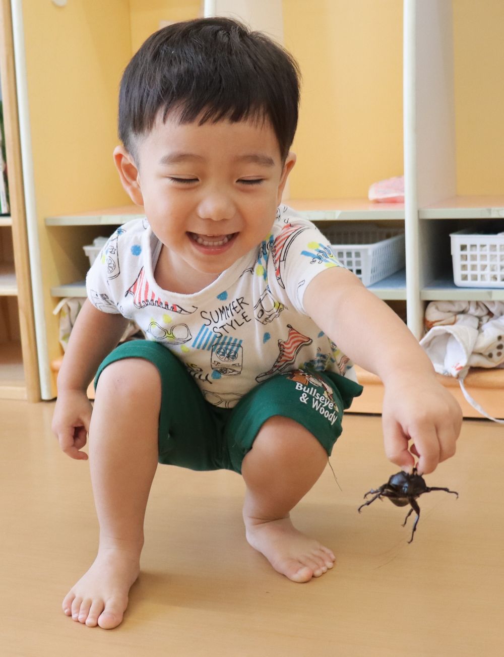 カブトムシ 持てたよ😁