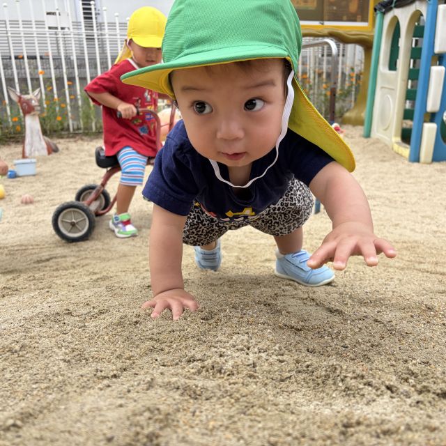 外遊び　～０歳児　ウサギ組～